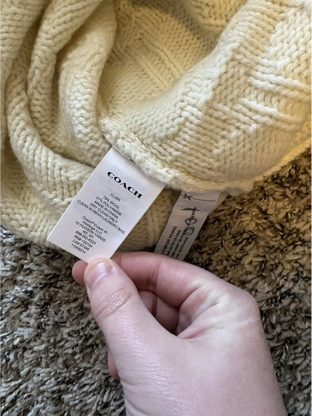 Coach Signature Rare Ivory Wool Blend Poncho Sweater Turtleneck Size XS/S $498